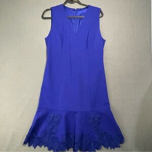 Elie Tahari Cobalt Blue Lace Hem Sheath Dress Size 10